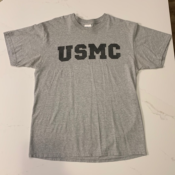 Gildan Other - 🇺🇸USMC Light Gray Gildan Tee w/Black Lettering Size M -Good Used Condition🇺🇸